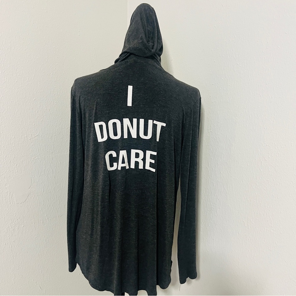 French Pastry Size XL Charcoal Graphic “I DONUT CARE” Hoodie Lightweight - Picture 4 of 6